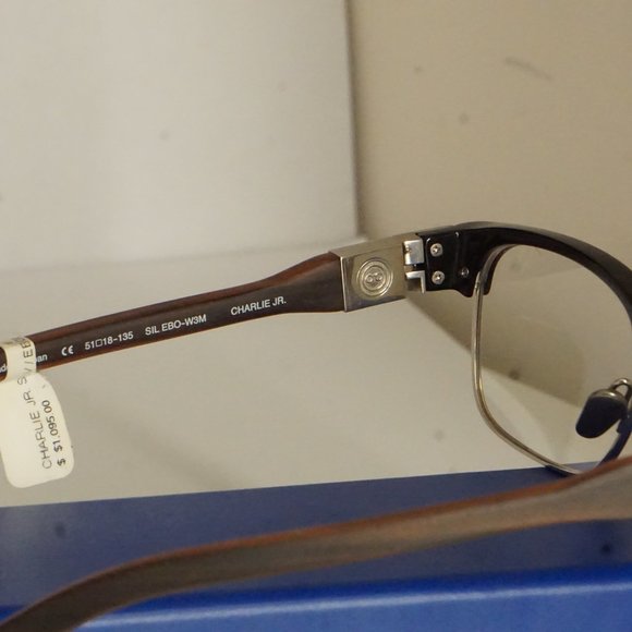 New MORGENTHAL FREDERICS Charlie natural Wood  titanium Eyeglasses   $1300 - Picture 7 of 11
